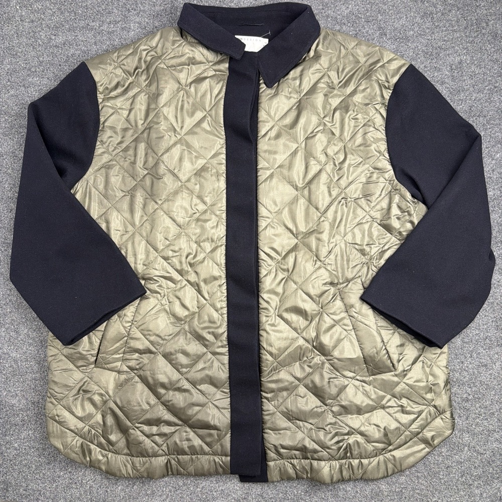 ASOS Tall Oversized Mid Utility Jacket Army Green Navy Mixed Media Quilted 16
